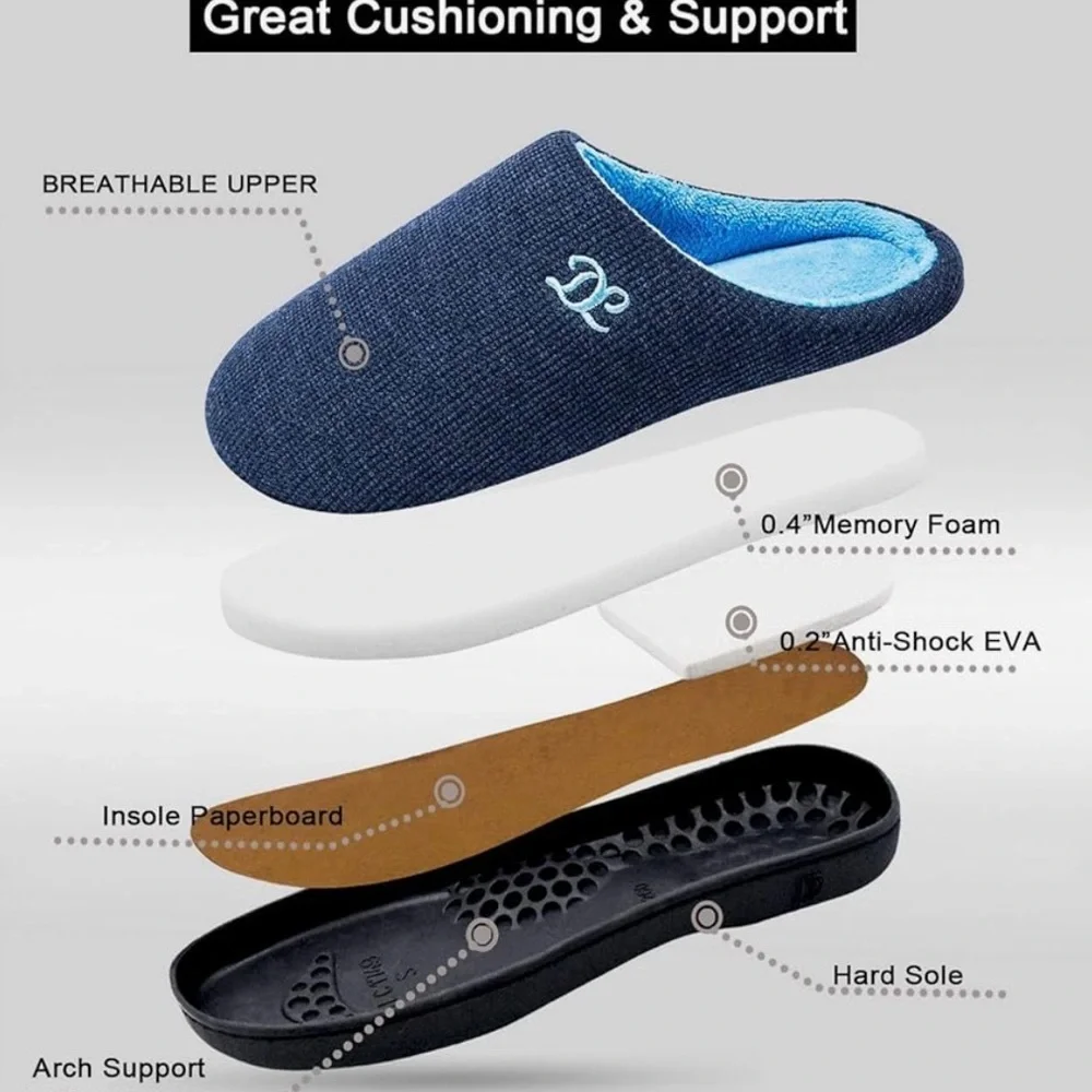 DL Mens Memory Foam Slippers Comfortable House Slippers For Men